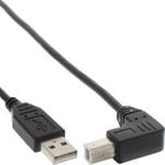 InLine® USB 2.0 Kabel, A an B unten abgewinkelt, schwarz, 2m (34520U)