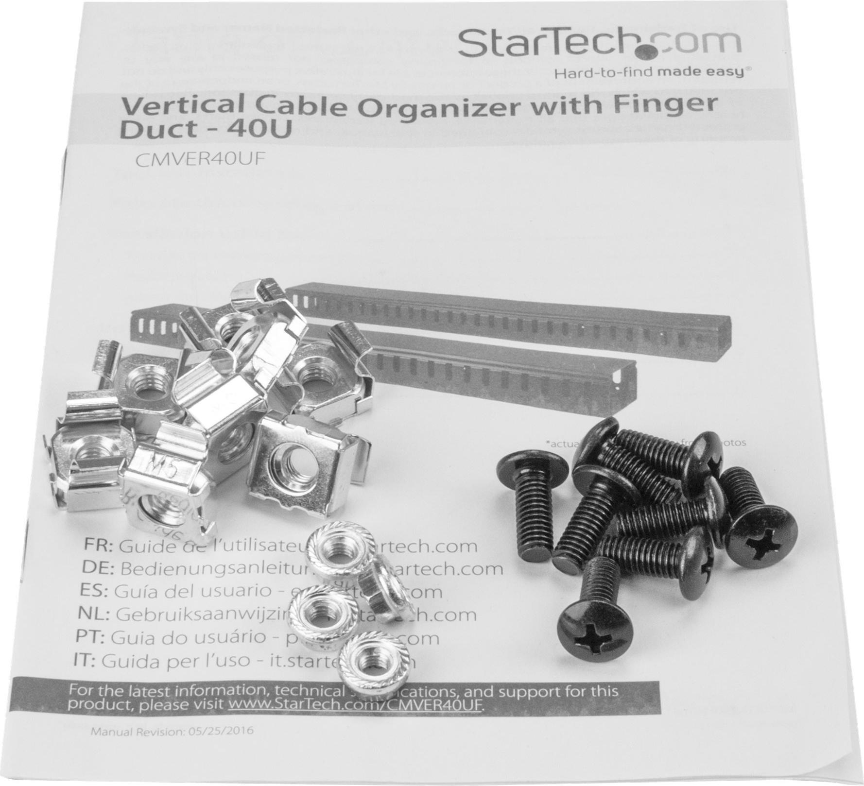 StarTech.com Vertikaler Kabelordner mit Finger Duct 0U 1,8 m 40U Schwarz
