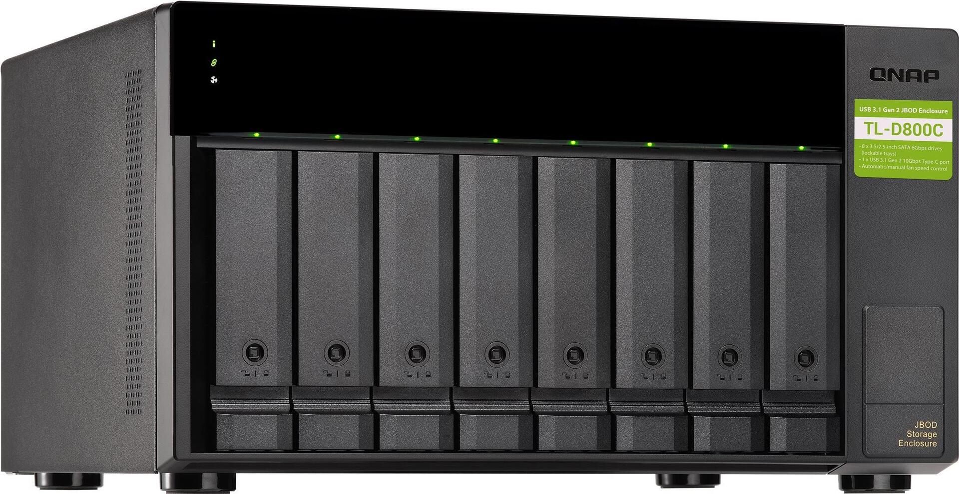 QNAP TL-D800C JBOD Festplatten-Array 8-Bay SATA USB 3.2 Gen 2 Schwarz, Grau
