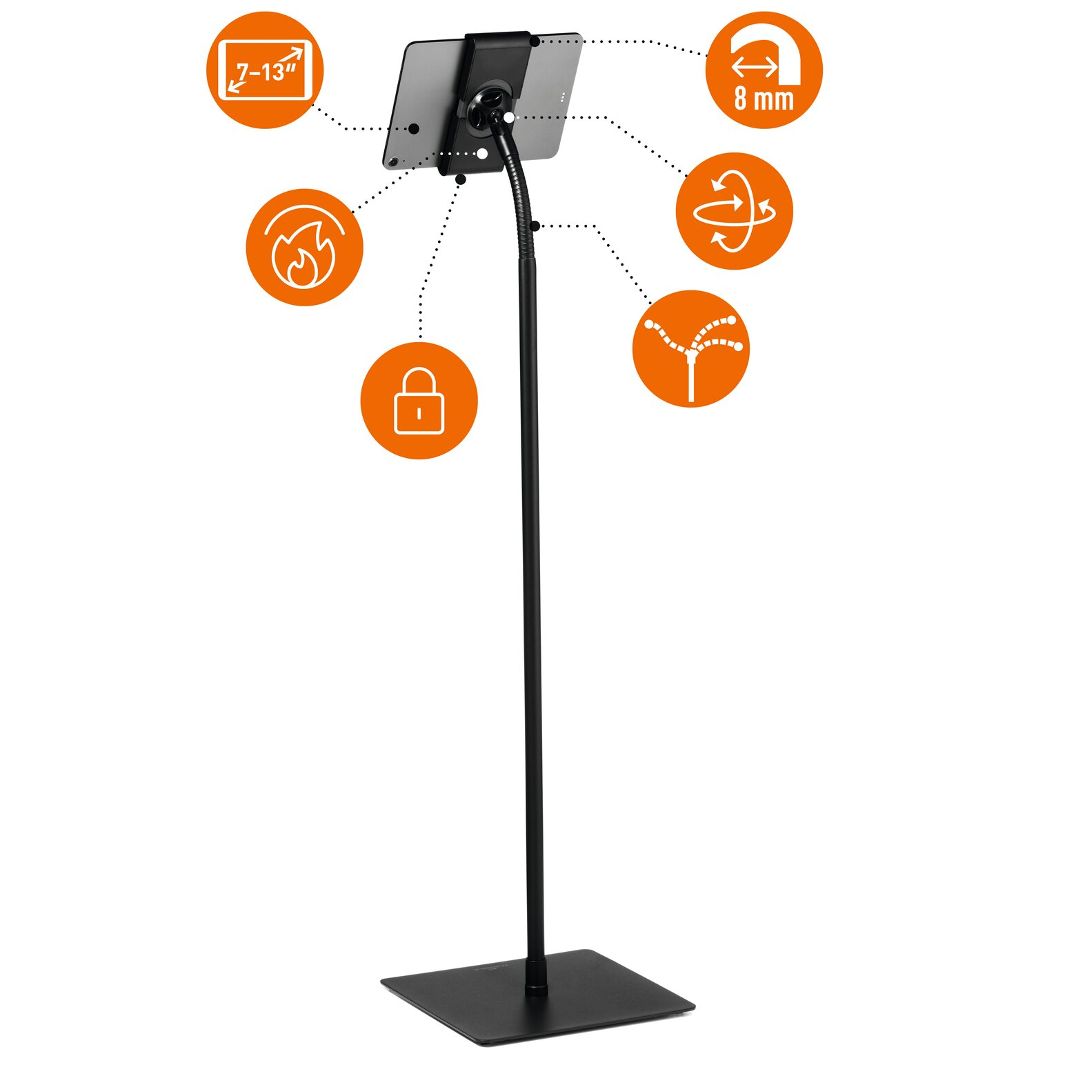 DURABLE TOUGH FLOOR Tablet-Ständer 7-13" Schwarz