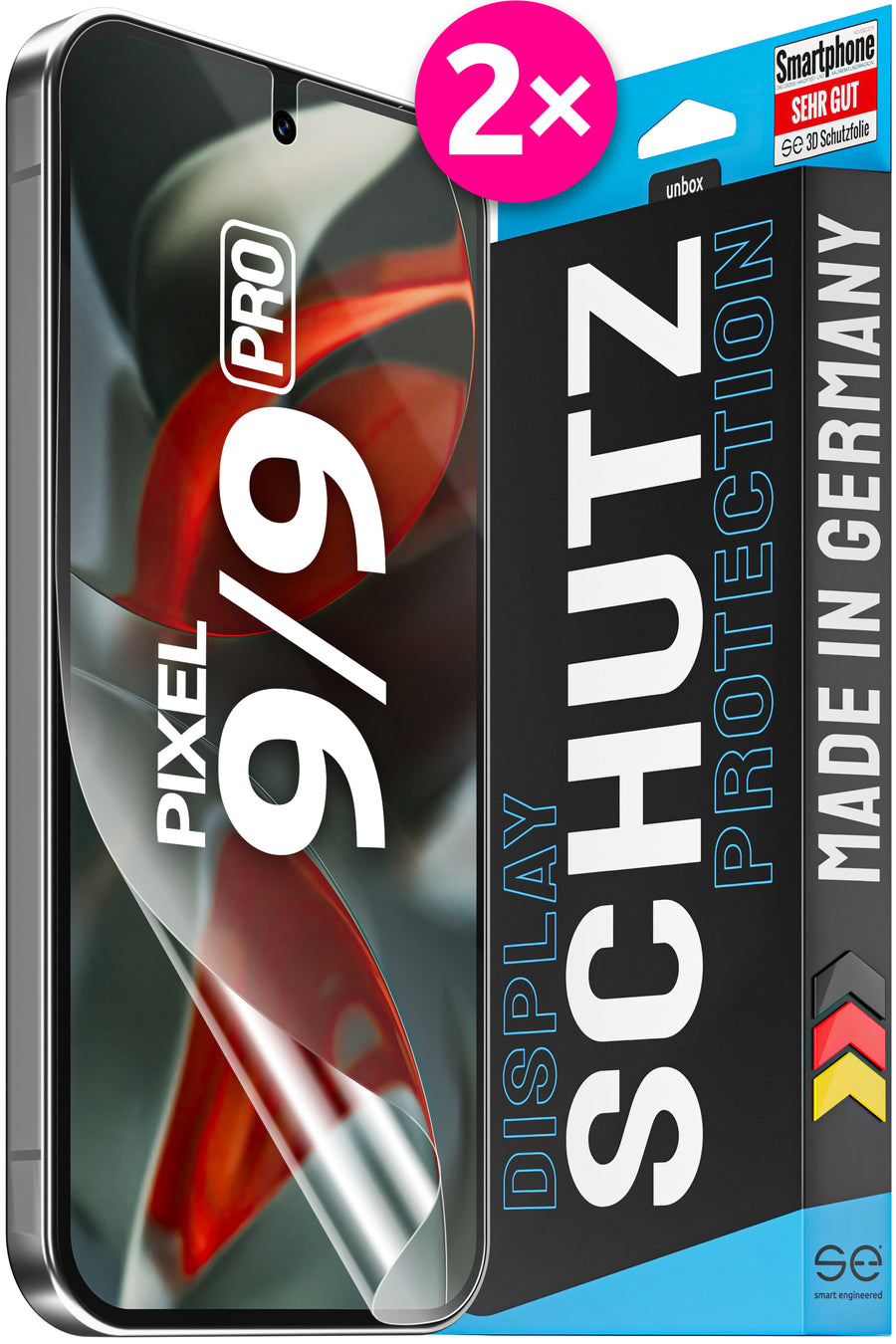 smart.engineered SE0-F0101-0520-24-M Google Pixel 9 / 9 Pro 3D Schutzfolie Transparent