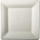 PAPSTAR Zuckerrohr-Teller "pure", eckig, 260 x 260 mm, 50er aus Zuckerrohr, kompostierbar, mikrowellengeeignet bis - 1 Stück (89745)