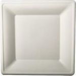 PAPSTAR Zuckerrohr-Teller "pure", eckig, 260 x 260 mm, 50er aus Zuckerrohr, kompostierbar, mikrowellengeeignet bis - 1 Stück (89745)