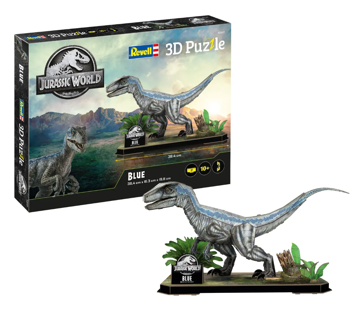 Revell 00247 3D-Puzzle Jurassic World Blue Velociraptor - 57 Teile, 38,4 cm