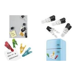 WEDO Notiz-Magnethalter GLOSSY, 4er Set, schwarz/glasklar Magnet mit praktischer Klammer aus Kunststoff, mit - 1 Stück (64 22016)