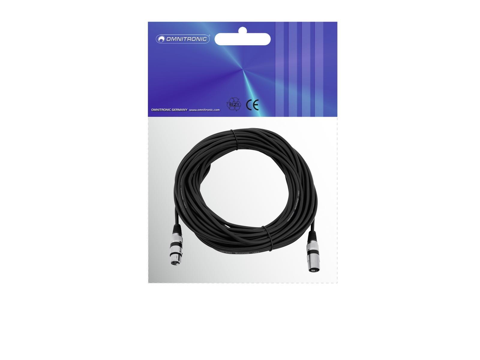 Omnitronic 3022058N XLR-Verbindungskabel 3-polig 20 m Schwarz