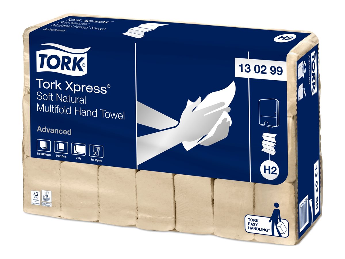 Tork Xpress Soft Multifold H2 Falthandtücher 2-lagig 3780 Tücher Natural light brown