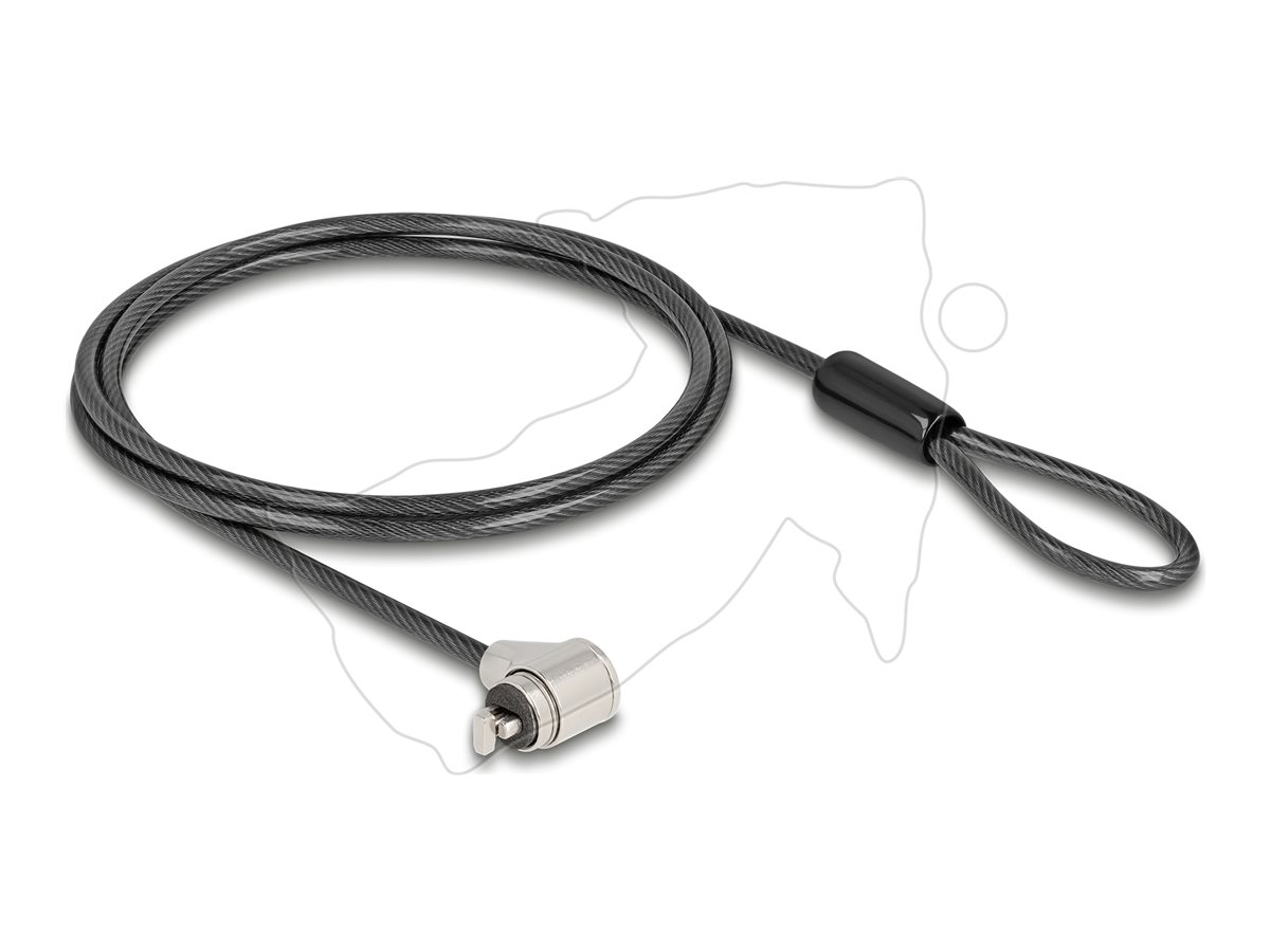 Navilock Sicherheitskabelschloss mit Schlüssel für Kensington-Slot, kurzer Schließkopf, 1,5 m, Silver/Black