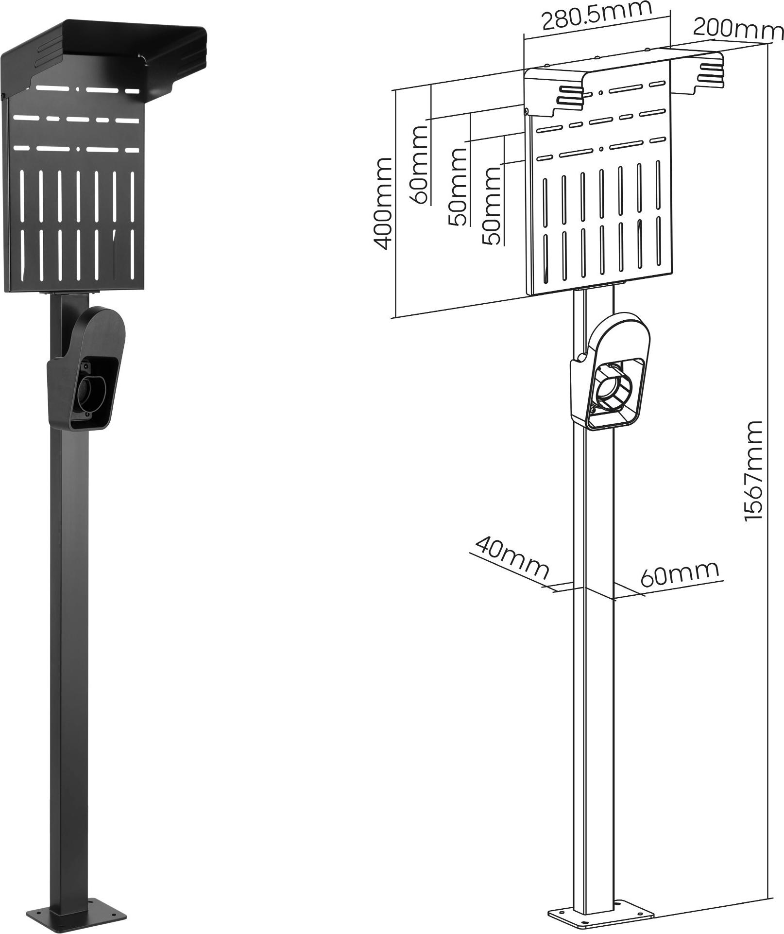 InLine Universal Wallbox-Standfuß mit EV-Ladekabel Halterung Schwarz