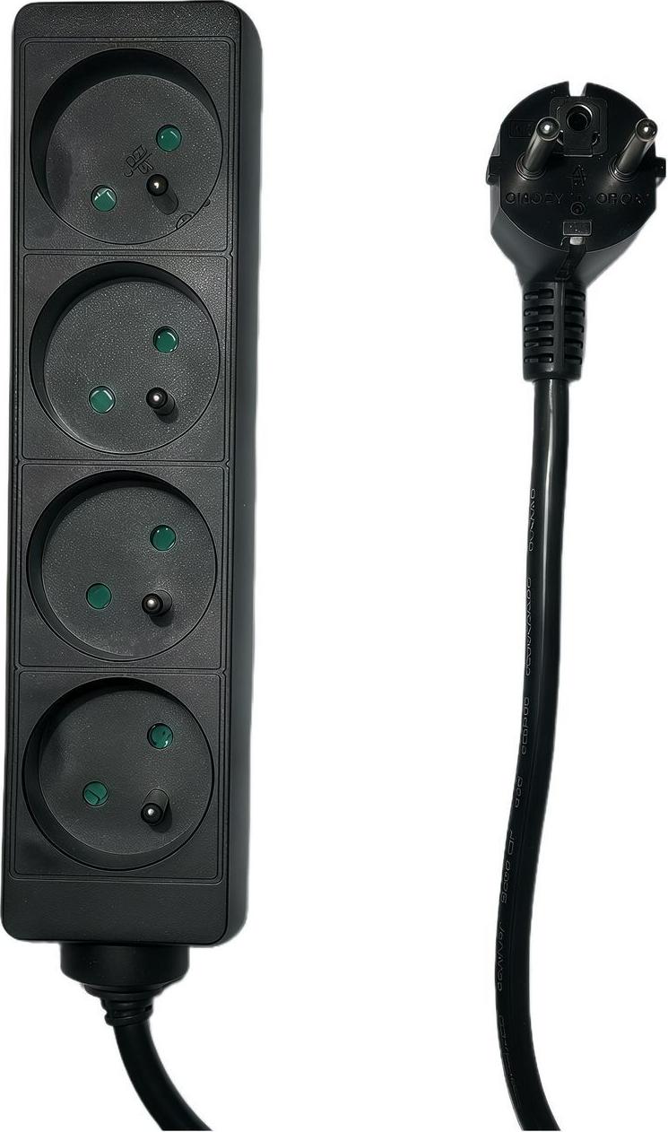 MicroConnect 4-way Power Strip FR Type E 1.5m Black - Steckdosenleiste (MC-PS040150FRB)