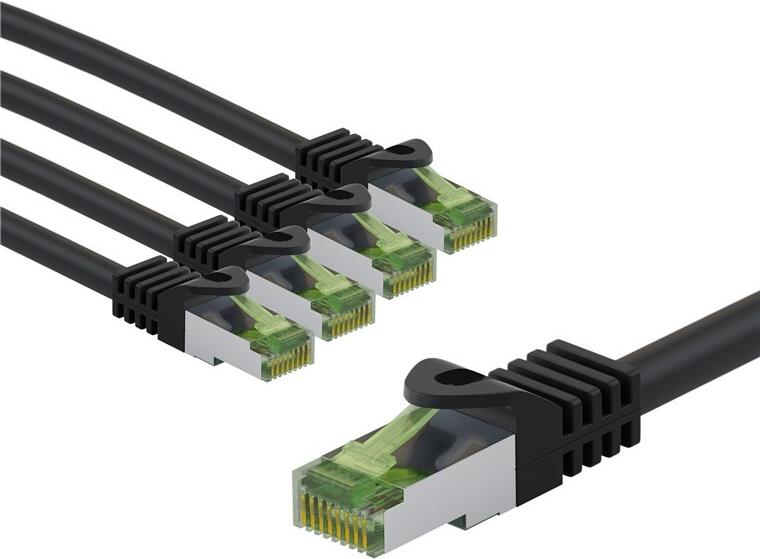 Goobay GHMT-zertifiziertes CAT 8.1 Patchkabel S/FTP PiMF 3 m schwarz 5er-Set (69792)