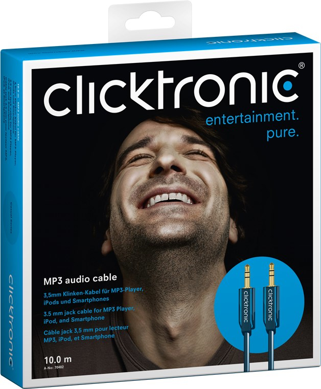 ClickTronic Casual Series Audiokabel 3,5 mm Klinke-Stecker auf 3,5 mm Klinke-Stecker 10 m Blau