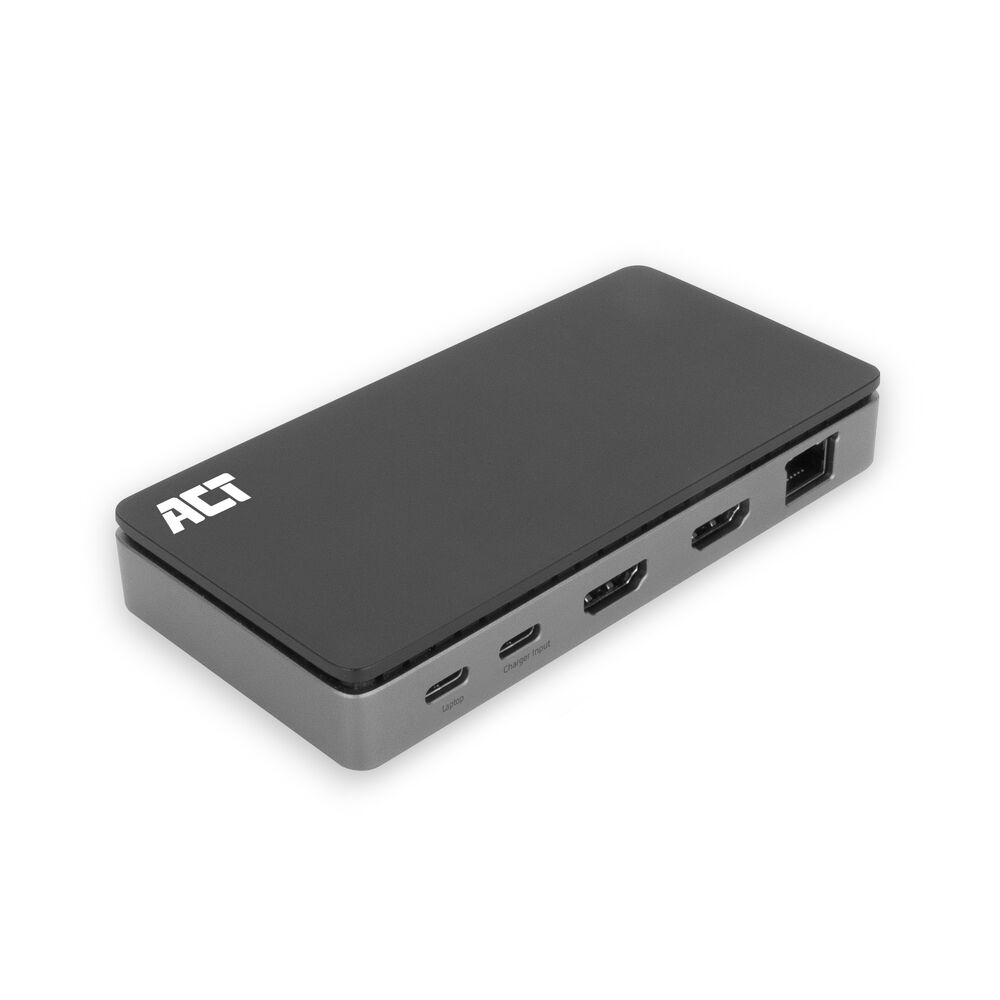 ACT AC7093 USB-C 3.2 Gen 1 Dockingstation 2x HDMI 4K MST Gigabit Ethernet 100 W PD Schwarz, Grau