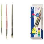STAEDTLER Synthetikhaarpinsel-Set Noris, 3-teilig farbige Stiele aus Recyclat-Material, mit Metallzwinge, - 1 Stück (989R-S BK3)