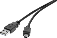 Renkforce USB 2.0 Kabel [1x USB 2.0 Stecker A - 1x USB 2.0 Stecker Mini-B] 0.3 m Schwarz UL-zertifiziert, vergoldete Steckkontakte (RF-4455807)