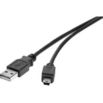 Renkforce USB 2.0 Kabel [1x USB 2.0 Stecker A - 1x USB 2.0 Stecker Mini-B] 0.3 m Schwarz UL-zertifiziert, vergoldete Steckkontakte (RF-4455807)