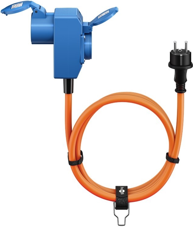 Goobay Camping Adapterleitung 1,5 m orange CEE-Stecker auf Schutzkontakt-Kupplung IP44