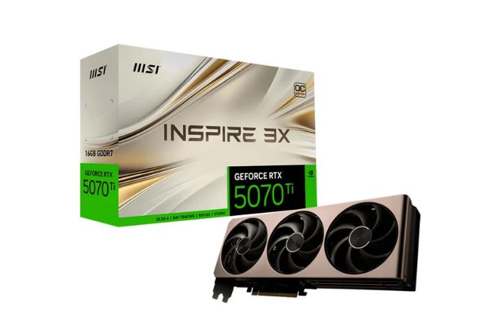 MSI GeForce RTX 5070 Ti 16G INSPIRE 3X OC, Grafikkarte (DLSS 4, 3x DisplayPort, 1x HDMI 2.1) (V531-245R)