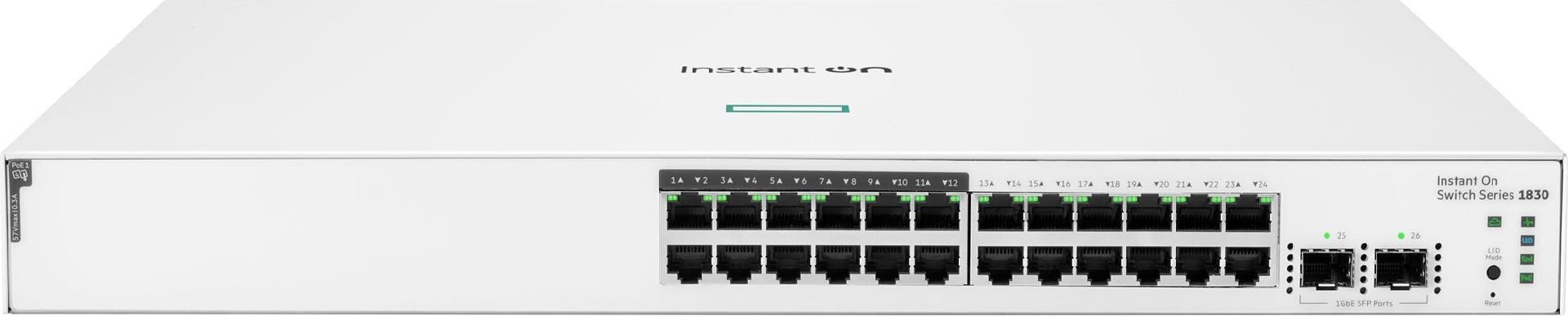 HPE Networking Instant On 1830 24G 12p Class4 PoE 2SFP 195W Switch Weiß