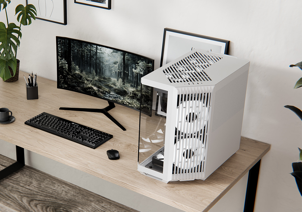 APNX V1 Midi-Tower ATX PC-Gehäuse Tempered Glass Weiß