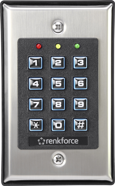 Renkforce Codeschloss Oberflächenmontage, Unterputz 1582597 mit beleuchteter Tastatur (1582597)