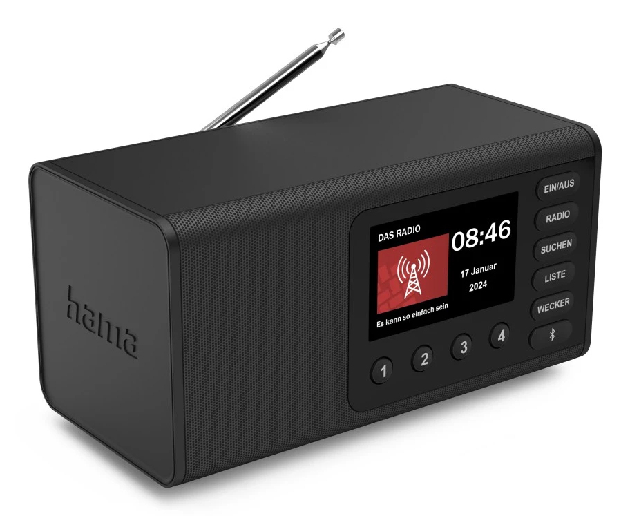 Hama DR1001 Digitalradio DAB/DAB+/FM Bluetooth RX Radiowecker Schwarz