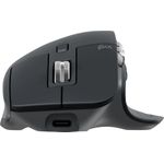Logitech MX Master 3. Formfaktor: rechts. Bewegungerfassungs Technologie: Laser, Geräteschnittstelle: RF kabellos + Bluetooth, Bewegung Auflösung: 4000 DPI, Tastentyp: Gedrückte Tasten, Tastenanzahl: 7, Scroll Typ: Rad. Energiequelle: Batterien. arbeitet auf jeder Oberfläche. Produktfarbe: Graphit (910-005694)