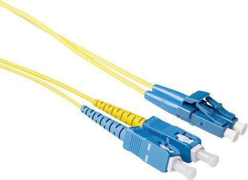 ACT 0.5 meter LSZH Singlemode 9/125 OS2 short boot fiber patch cable duplex with LC and SC connectors. (RL1800)