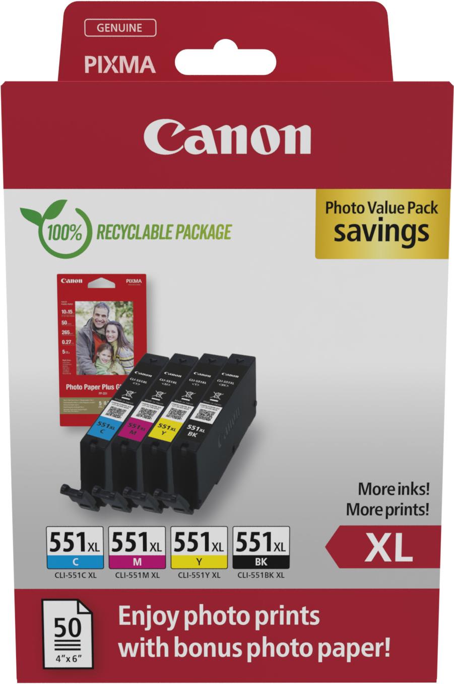 Canon CLI-551XL BK/C/M/Y Photo Value Pack (6443B008)