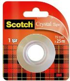 Scotch Klebefilm Crystal, transparent, 19 mm x 25 m hochtransparent, leichtes und geräuschloses Abrollen - 12 Stück (6-1925R)