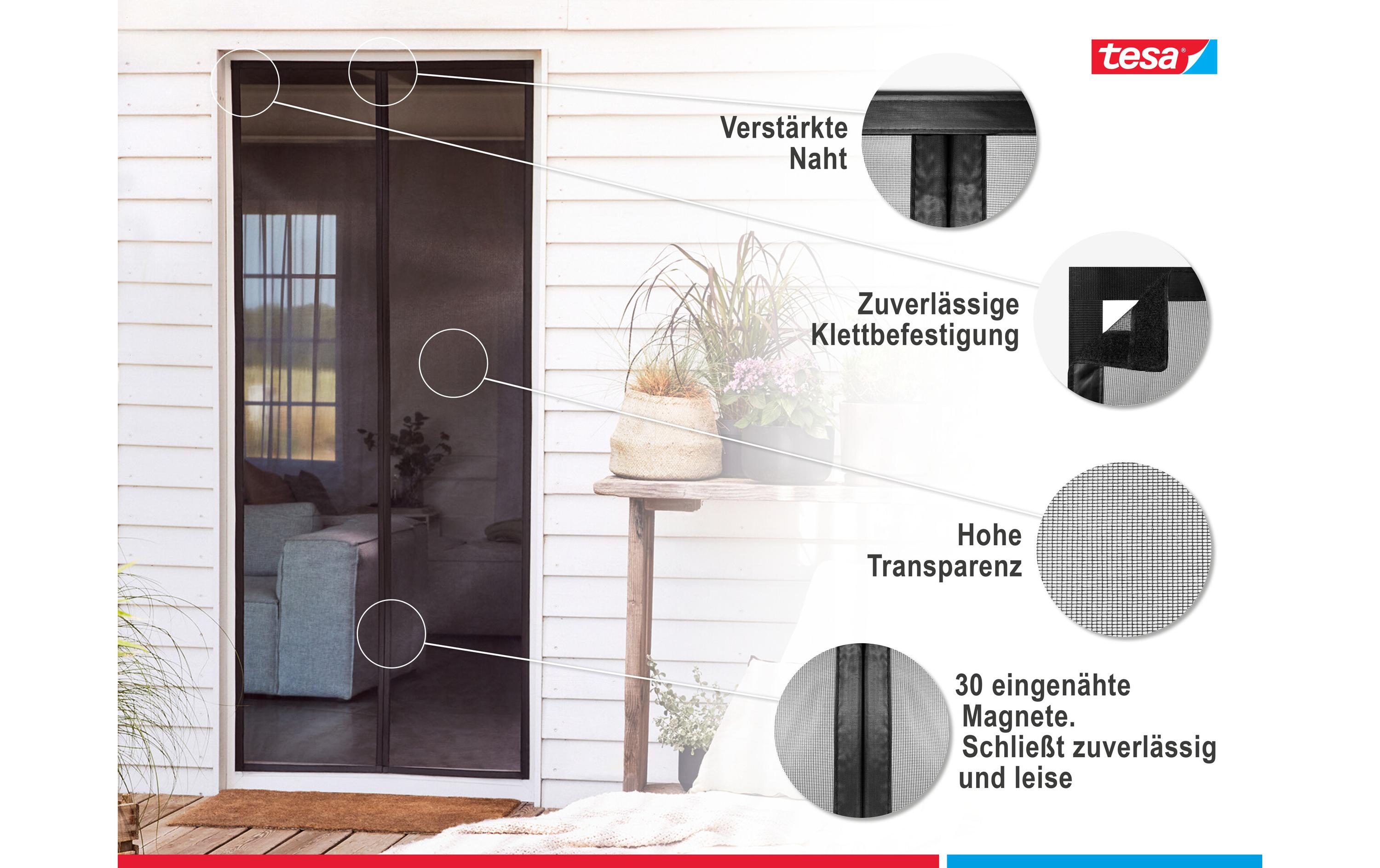 tesa Insect Stop Insektenschutz-Magnetvorhang 900 x 2100 mm Anthrazit