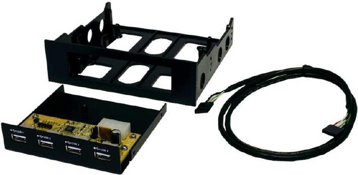 Exsys EX-1174 Interner 4-Port USB 2.0 Metall Hub für 3,5" Bay Schwarz