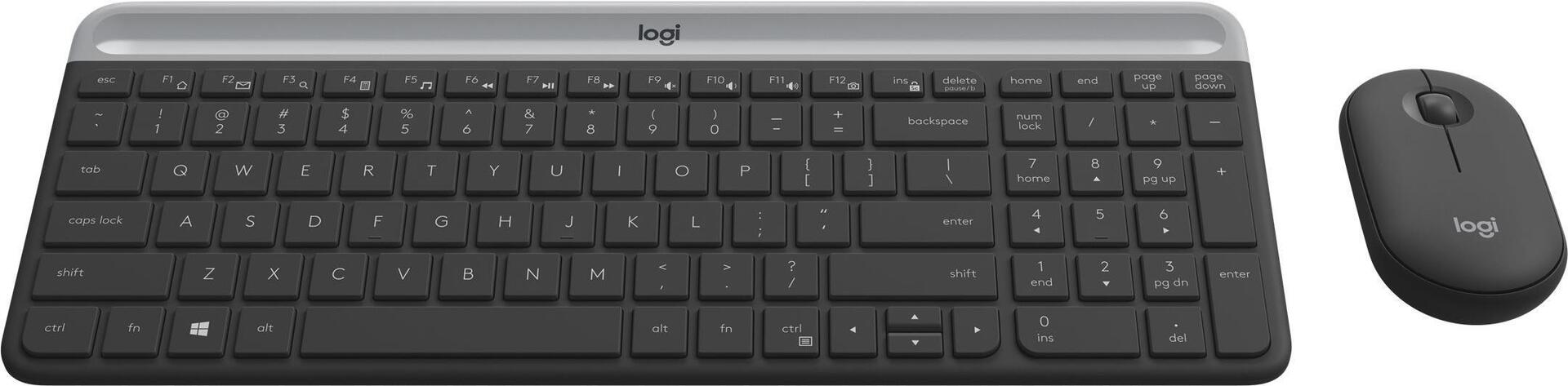 Logitech Slim Wireless Combo MK470 Slim Tastatur-und-Maus-Set 2,4 GHz QWERTY US International Graphite