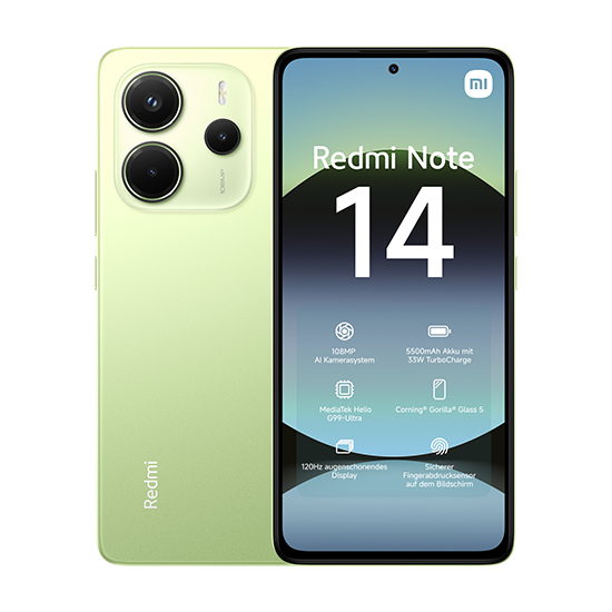 Xiaomi Redmi Note 14 4G Dual Sim 6GB RAM 128GB - Lime Green [Energieklasse B] (MZB0J0IEU)
