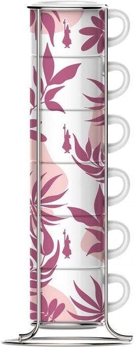 Bialetti Primavera Set von 6 Espressotassen auf Ständer - Rosa (29596)