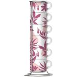 Bialetti Primavera Set von 6 Espressotassen auf Ständer - Rosa (29596)