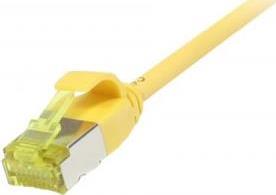 Patchkabel RJ45, CAT6A 500Mhz, 0,15m, gelb, U/FTP, slimline rund d=3,8mm, TPE/LSZH(Superflex), AWG32, mitCat.7 Rohkabel, Synergy 21 (S217370V3)