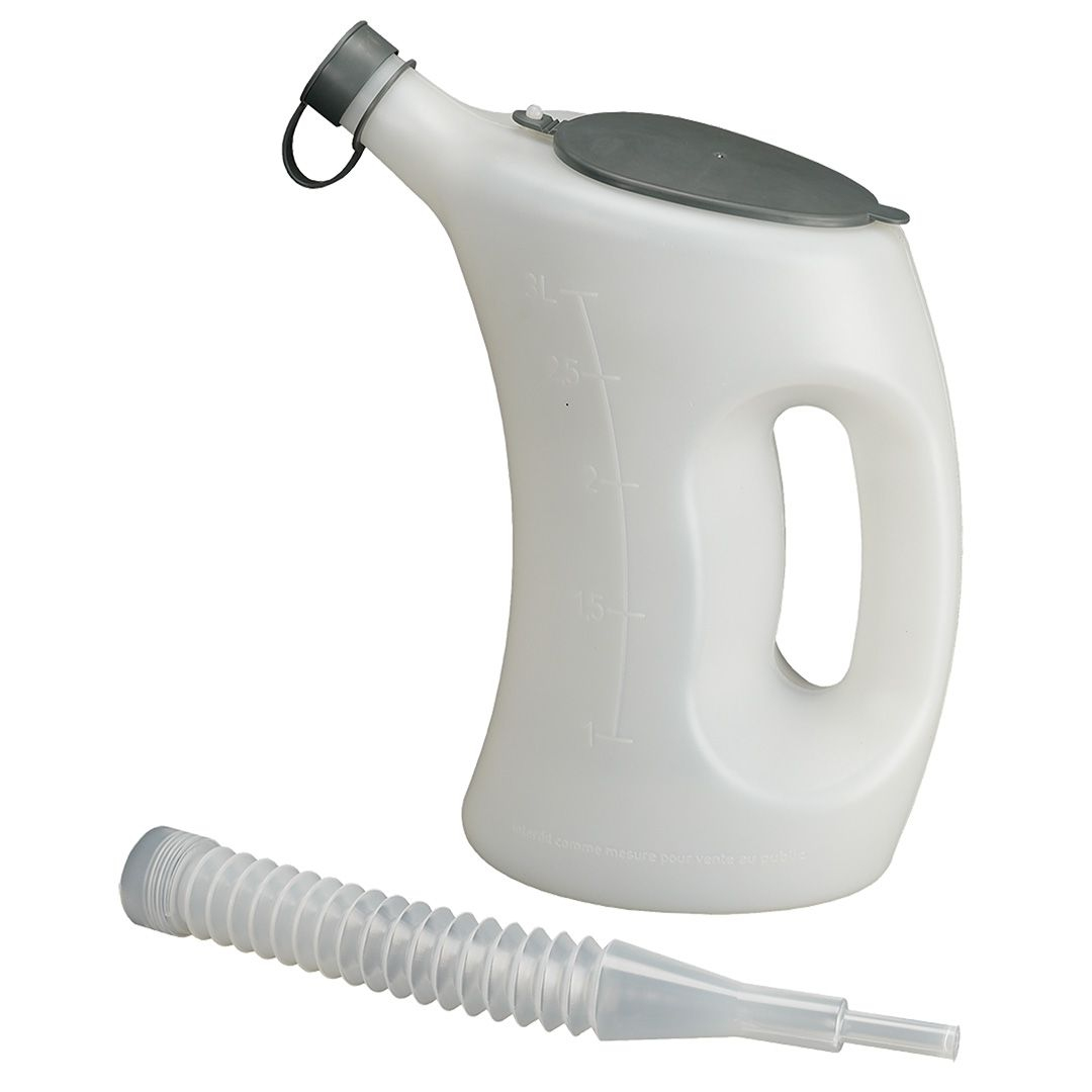PRESSOL Messbecher 07623 3 l Polyethylen mit Deckel und Flexauslauf Weiß