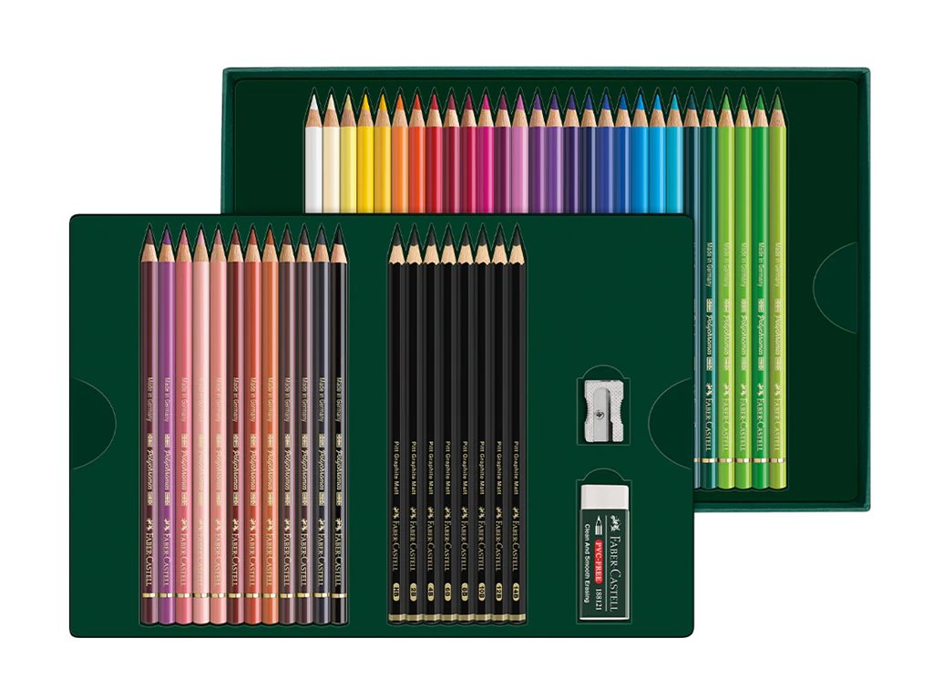 Faber-Castell Polychromos & Pitt Graphite Matt Malset, 50 Teile, Mehrfarbig