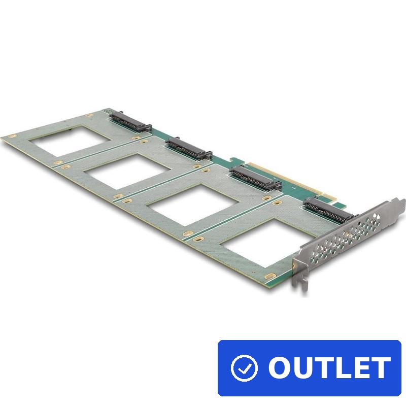 Delock PCI Express 4.0 x16 Karte zu 4 x intern U.2 NVMe SFF-8639 - Bifurcation (LxB: 288 x 122 mm) (90169) (geöffnet) (B-Ware)
