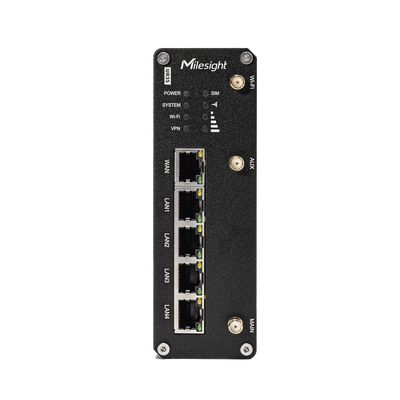 Milesight IoT UR35-L04EU-W Ind. Cellular Router Wi-Fi 4 Schwarz