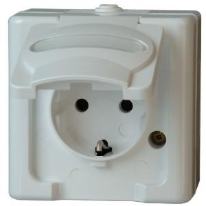 Schutzkontakt-Steckdose 1-fach, AP-Feuchtraum BLUE ELECTRIC arktis 16 A, 250 V (103302007)