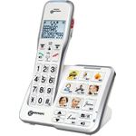 Geemarc AMPLIDECT 595 PHOTO Schnurloses Seniorentelefon Anrufbeantworter, Foto-Tasten Beleuchtetes Display Weiß (AMPLIDECT 595 PHOTO)