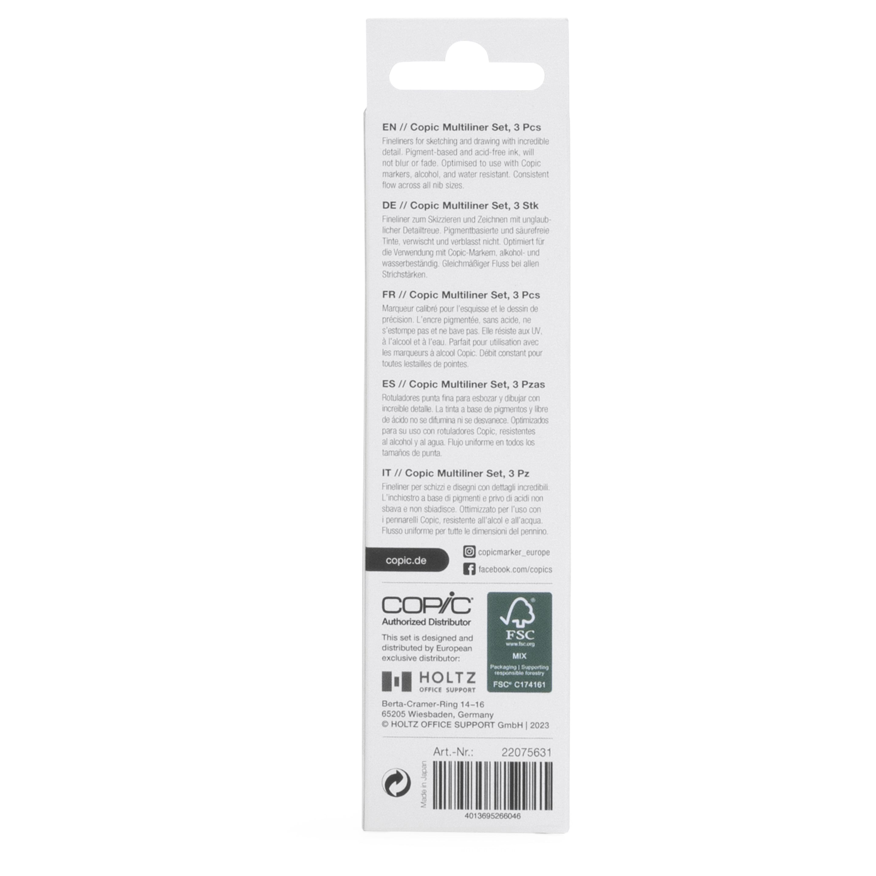 COPIC Multiliner Fineliner Set 0.05 + 0.1 + 0.3 mm 3 St. Schwarz