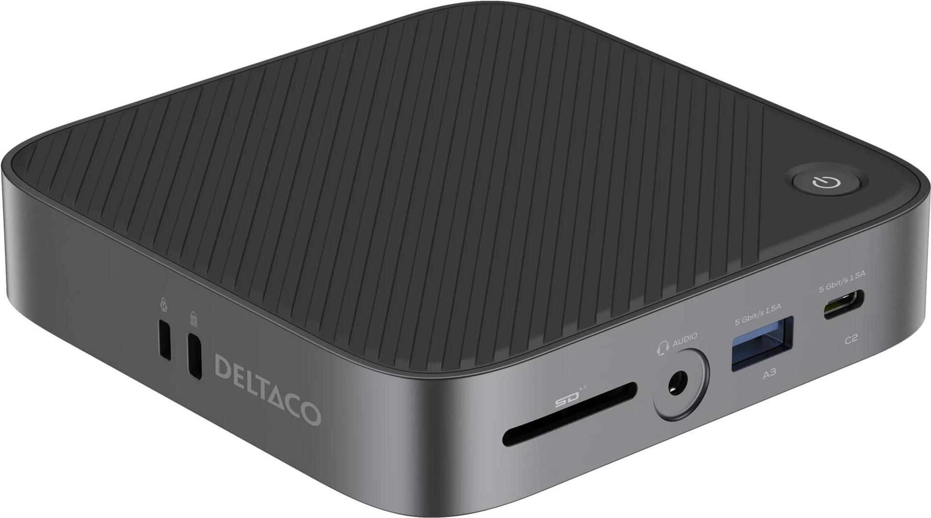 DELTACO USB-C Dockingstation 2xHDMI/RJ45/SD/3.5 VESA 65W (USBC-HDMI28)