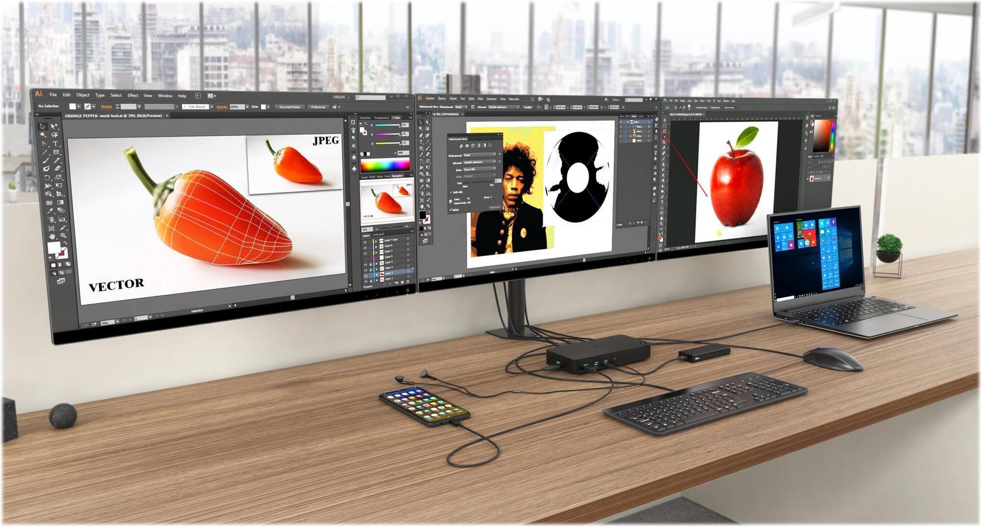 i-tec CATRIPLEDOCKPDPRO Dockingstation USB-C / Thunderbolt 3 3x 4K Power Delivery 70W Schwarz