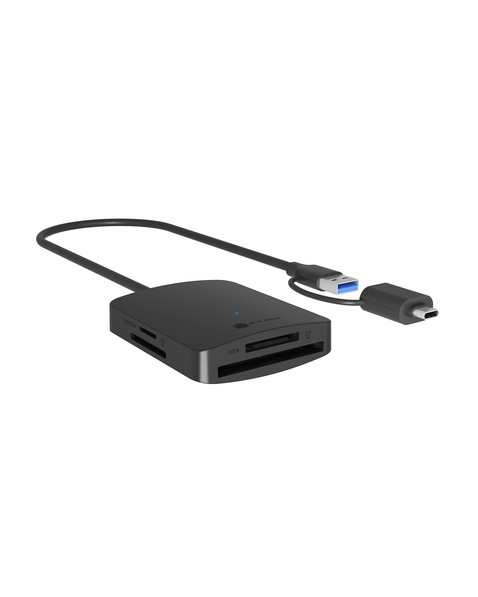 ICY BOX IB-CR302-CU3 Multi-Kartenleser USB 3.2 Gen 1 Type-C + Type-A Schwarz