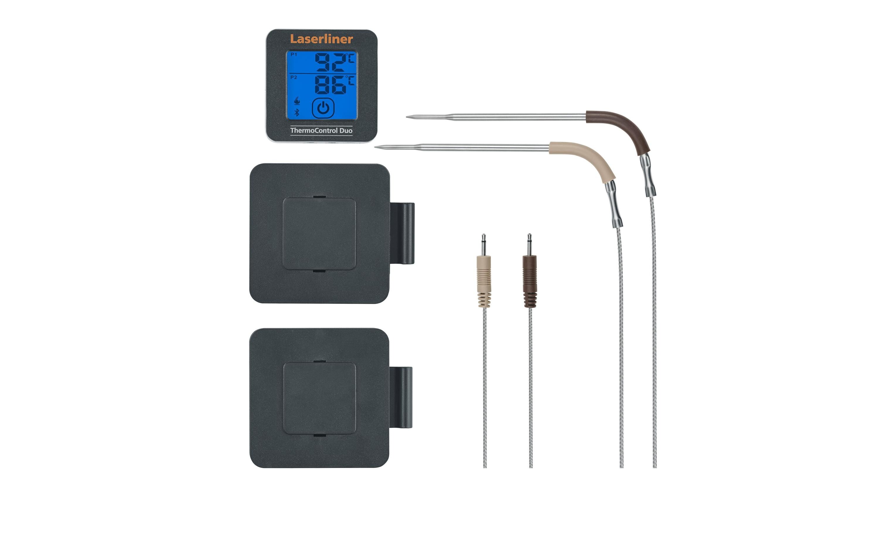 Laserliner ThermoControl Duo Essensthermometer Digital 0–350 °C Bluetooth Silber, Schwarz