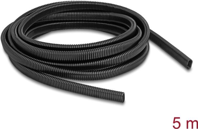Delock Kunststoff Kabelschutzschlauch in Ovalform flexibel 13,6 x 6,3 mm - Länge 5 m schwarz (60619)