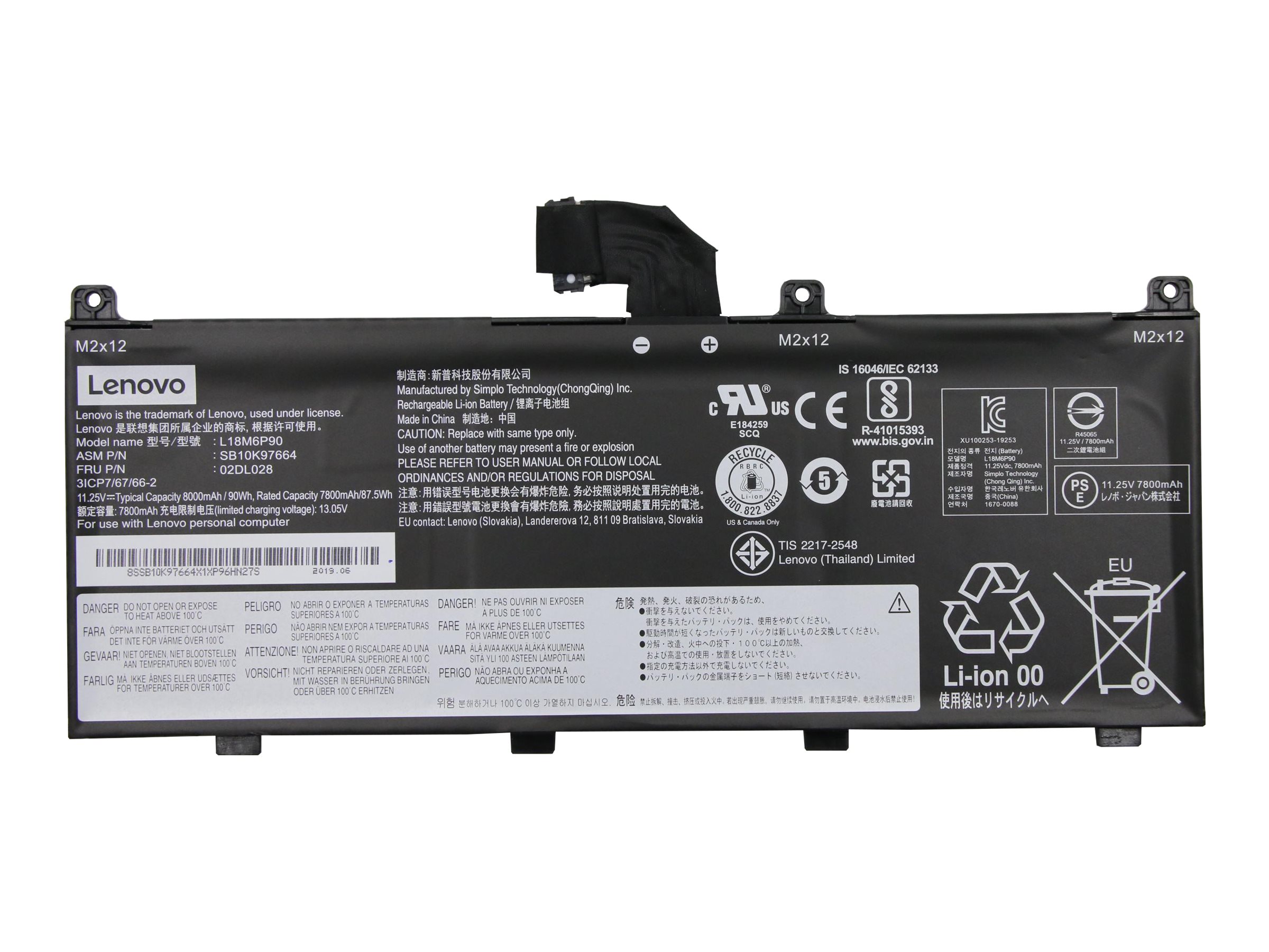 Lenovo ThinkPad Laptop-Batterie 90Wh Lithium-Ionen 6 Zellen Schwarz